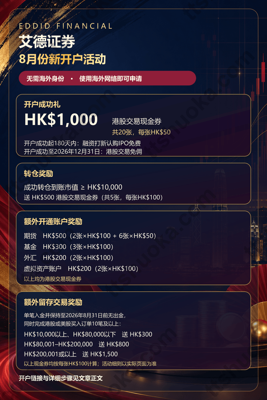 艾德证券2026年8月份新开户活动海报