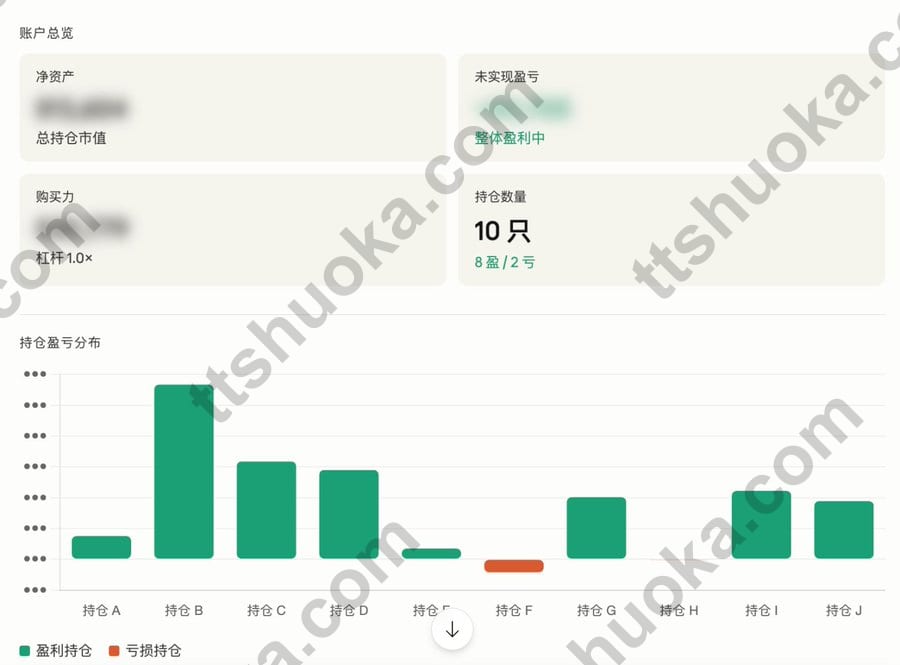 Claude 整理 IBKR 账户概览,包括净资产、未实现盈亏、购买力和持仓数量