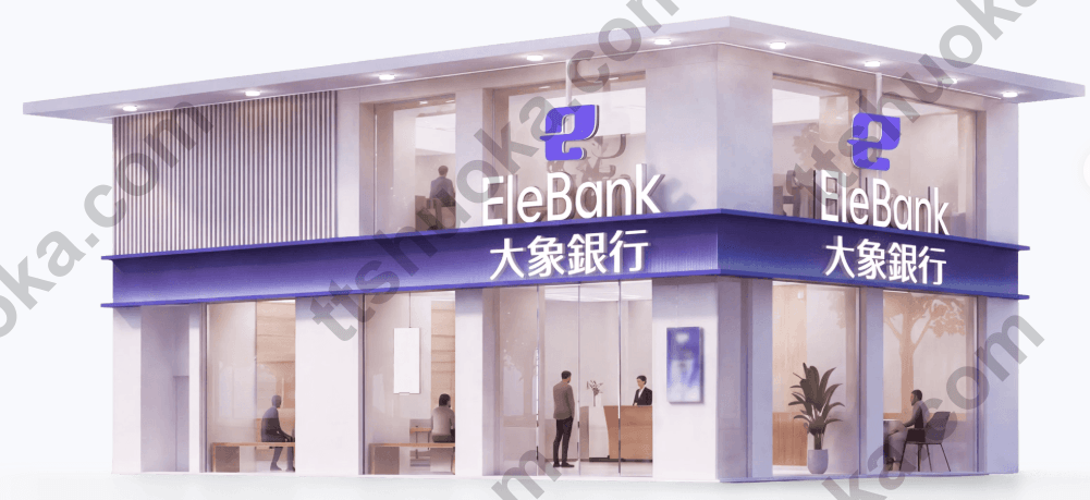 香港大象银行 EleBank 铜锣湾实体店外观效果图,展示地面层店面与银行招牌