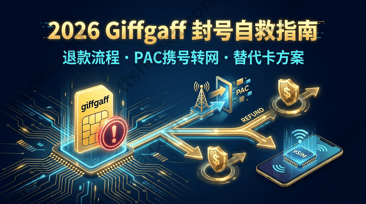 2026年Giffgaff卡风控封号自救指南:退款流程、PAC携号转网与长久保号替代方案