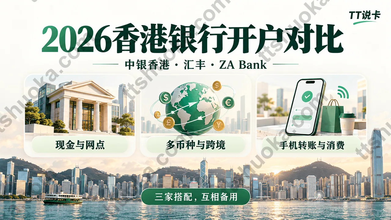 2026香港银行开户对比:中银香港现金与网点、汇丰多币种与跨境、ZA Bank手机转账与消费,三家搭配互相备用