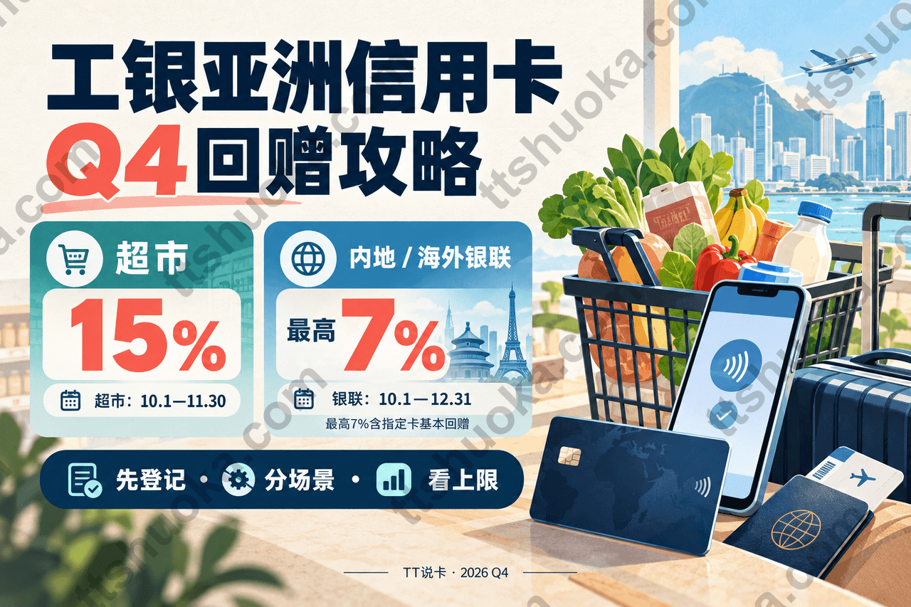 2026工银亚洲Q4信用卡超市15%与内地海外银联最高7%回赠攻略封面