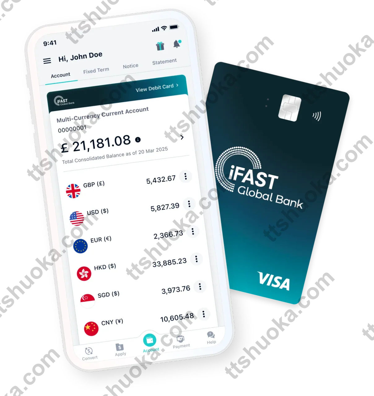 iFAST Global Bank 的资金保障查询界面示意图