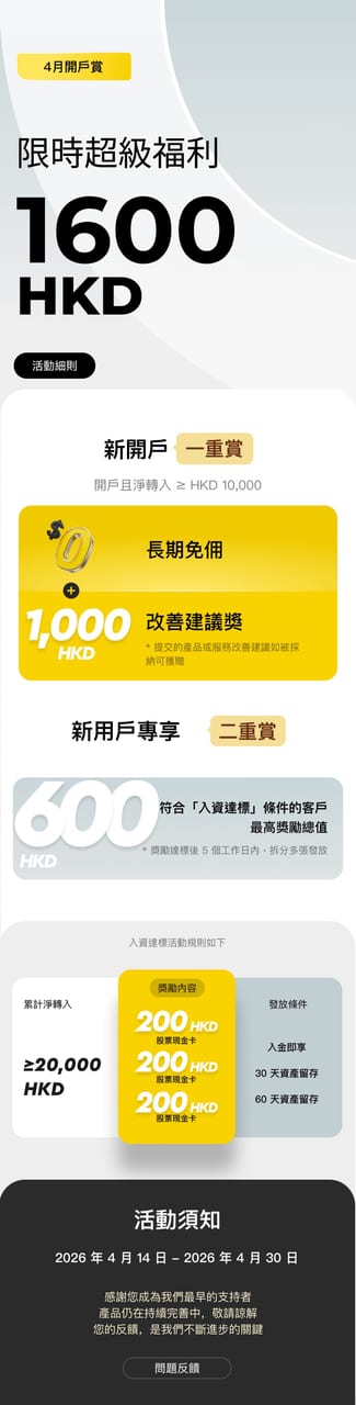 腾达证券开户福利详情 - 最高1400港币奖励活动