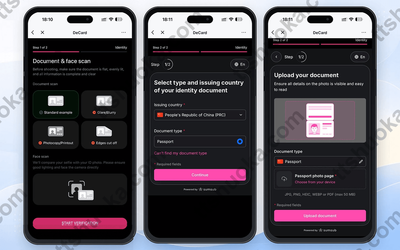 Bitget Wallet Card KYC 选择中国护照并上传证件页面
