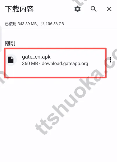 Android 下载列表中的 Gate 安装包历史截图